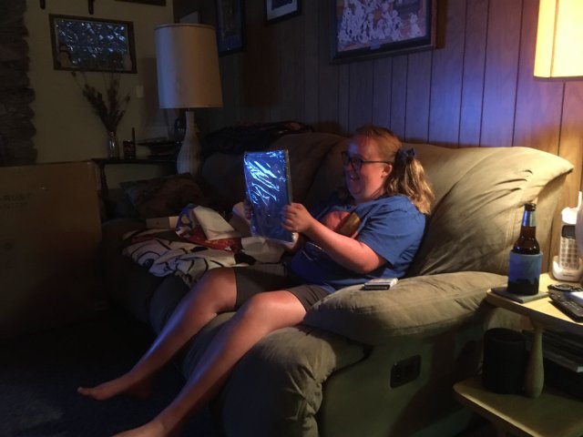 Melissa opening birthday presents